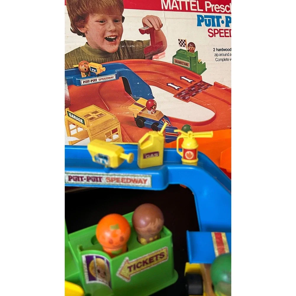 Vintage 1974 Mattel Preschool Putt-Putt Speedway Race Track Set Complete